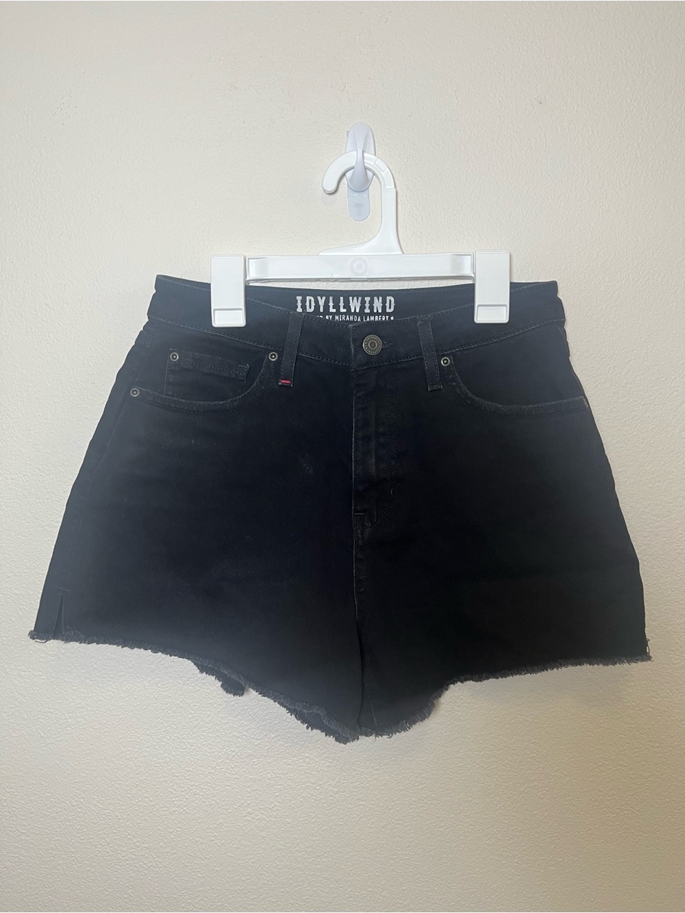 Idyllwind Black High-Rise Cutoff Denim Shorts